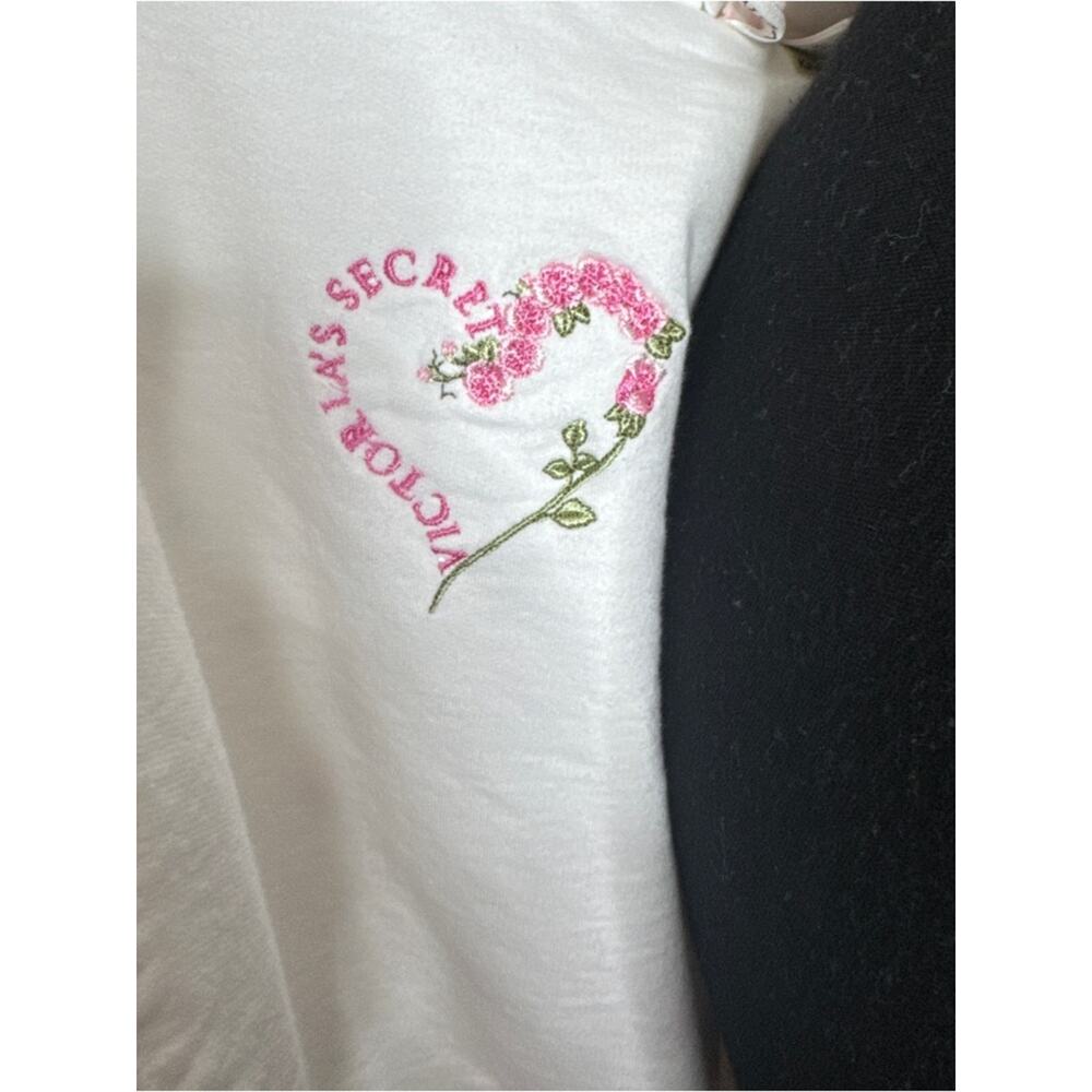 Victoria’s Secret Floral Heart Striped Print Robe Cotton White Pink Size XS/S - Picture 5 of 8